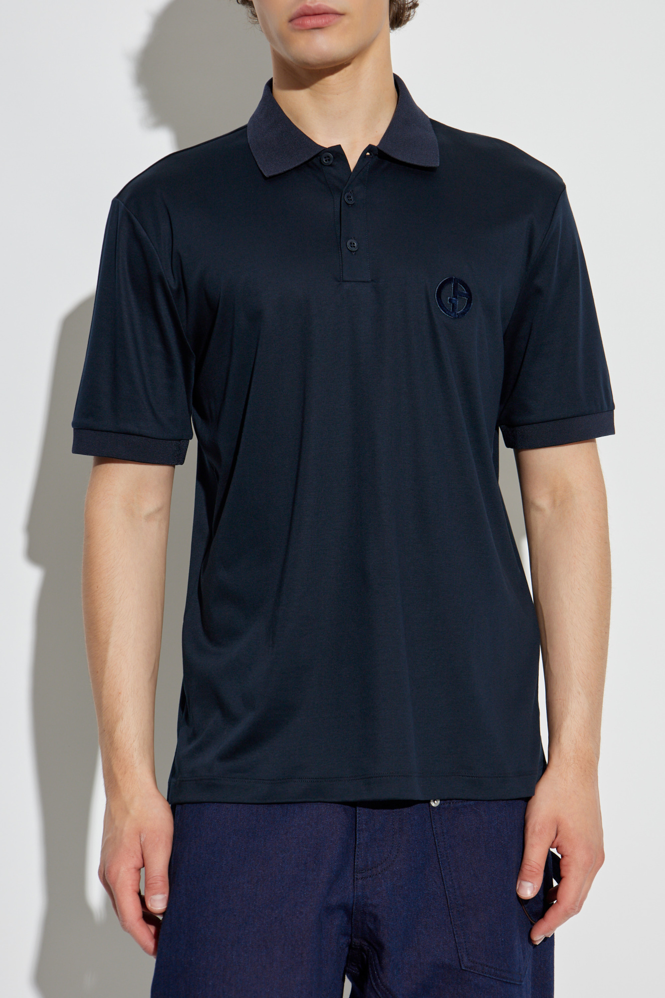 Tシャツ・カットソー GIORGIO ARMANI Men Polo Shirts GM001085 TE10629 UB100 BLUE Cotton interlock crew-neck T-shirt | Giorgio Armani